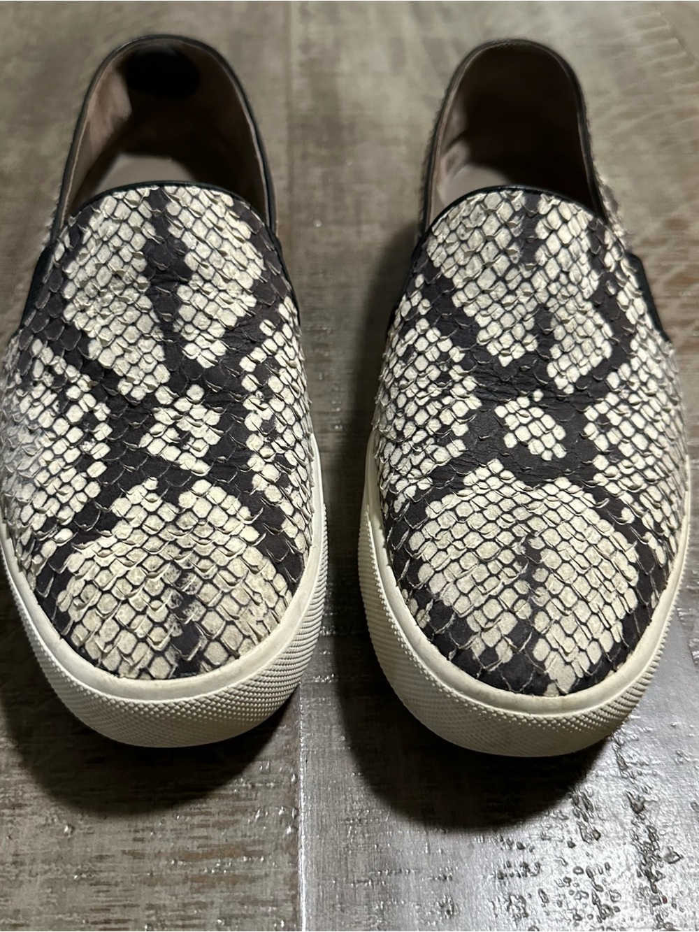 Vince Black and Cream Snake-Print Slip-On Sneakers